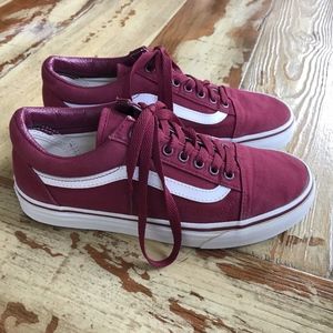 Vans Old Skool Sz 8 Maroon Canvas Sneakers